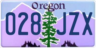 OR license plate 028JZX