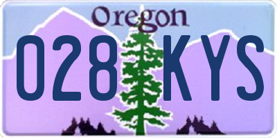 OR license plate 028KYS