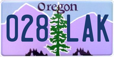 OR license plate 028LAK