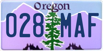 OR license plate 028MAF