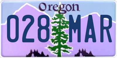 OR license plate 028MAR