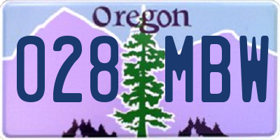 OR license plate 028MBW