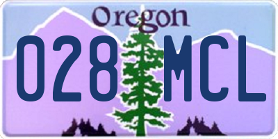 OR license plate 028MCL
