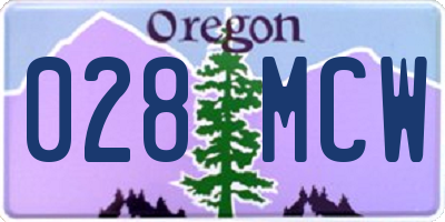 OR license plate 028MCW