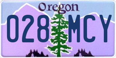 OR license plate 028MCY