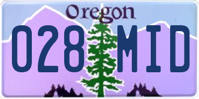 OR license plate 028MID