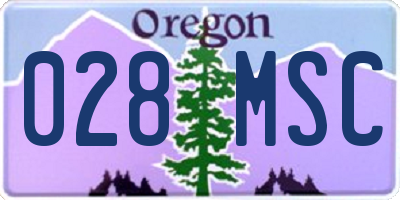 OR license plate 028MSC