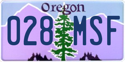 OR license plate 028MSF