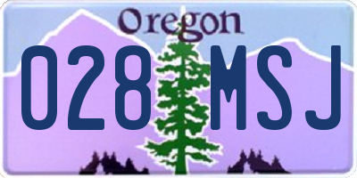 OR license plate 028MSJ
