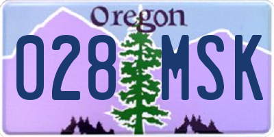 OR license plate 028MSK