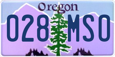 OR license plate 028MSO