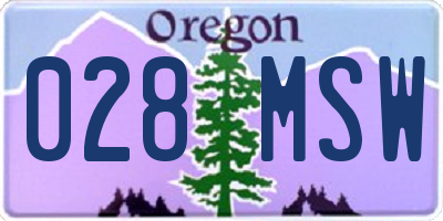 OR license plate 028MSW