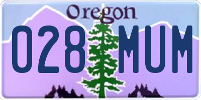 OR license plate 028MUM