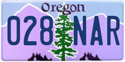 OR license plate 028NAR