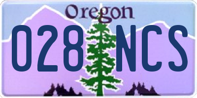 OR license plate 028NCS