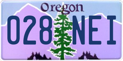 OR license plate 028NEI
