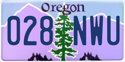 OR license plate 028NWU