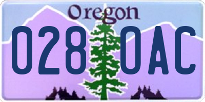 OR license plate 028OAC