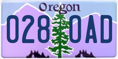 OR license plate 028OAD