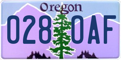 OR license plate 028OAF