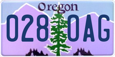 OR license plate 028OAG