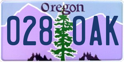 OR license plate 028OAK