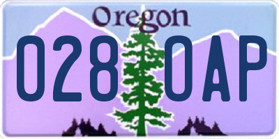 OR license plate 028OAP