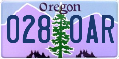 OR license plate 028OAR