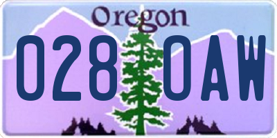 OR license plate 028OAW