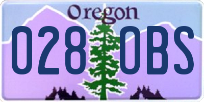 OR license plate 028OBS