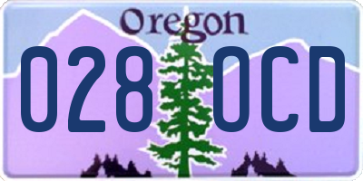 OR license plate 028OCD
