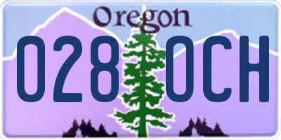 OR license plate 028OCH