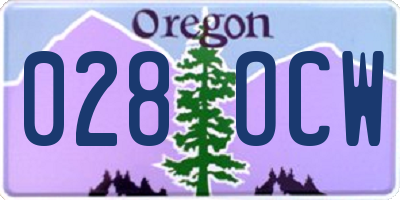 OR license plate 028OCW