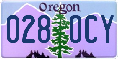 OR license plate 028OCY