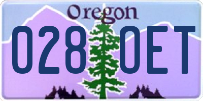 OR license plate 028OET