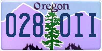 OR license plate 028OII