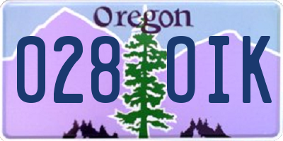 OR license plate 028OIK