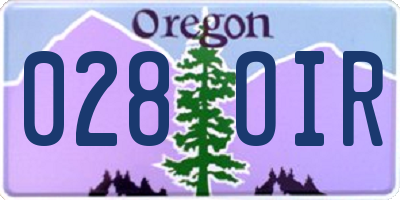 OR license plate 028OIR
