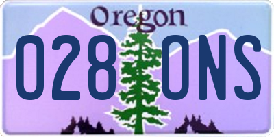OR license plate 028ONS