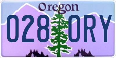 OR license plate 028ORY