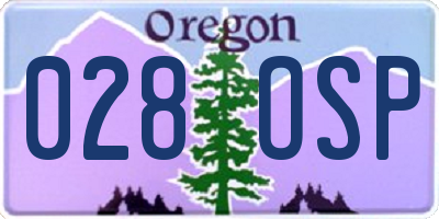 OR license plate 028OSP