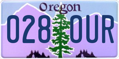 OR license plate 028OUR