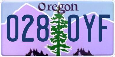 OR license plate 028OYF