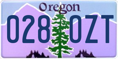 OR license plate 028OZT