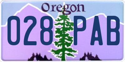 OR license plate 028PAB