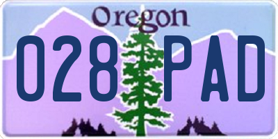 OR license plate 028PAD