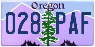 OR license plate 028PAF