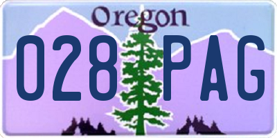 OR license plate 028PAG