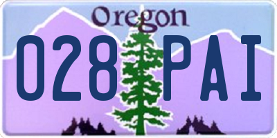 OR license plate 028PAI