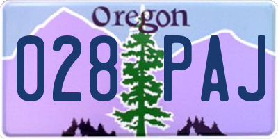 OR license plate 028PAJ